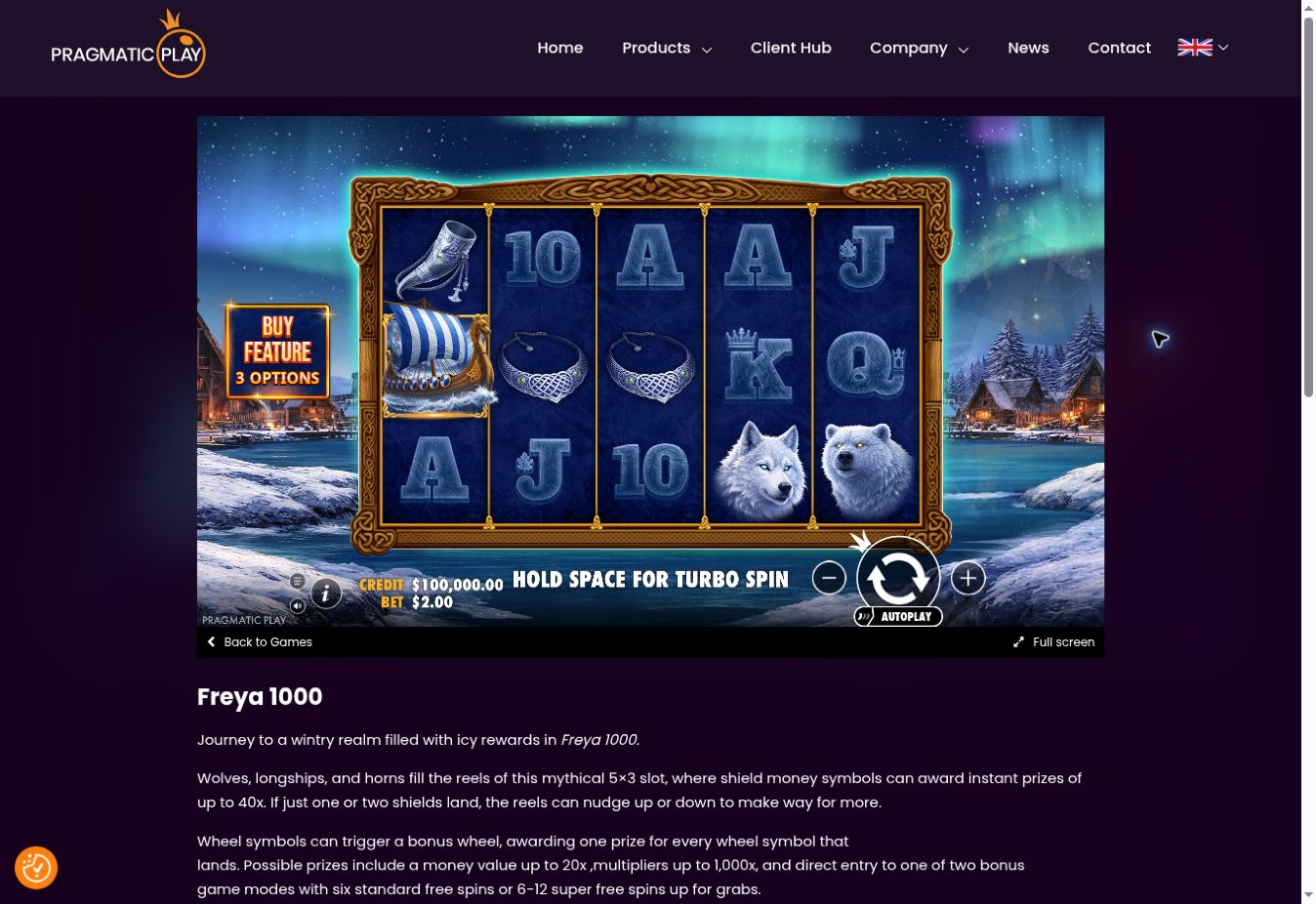 Freya 1000 — The grid and payouts