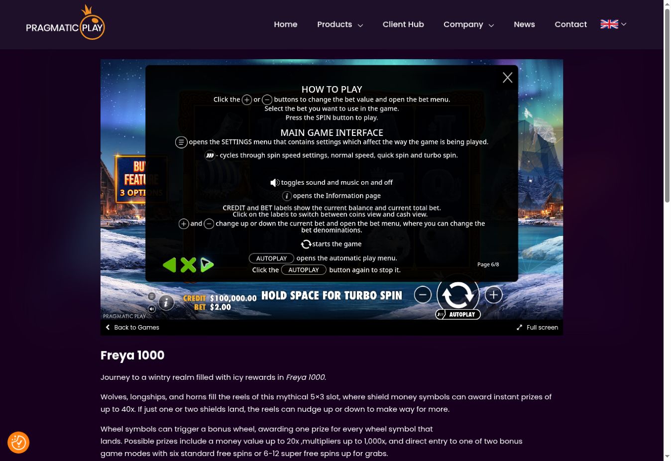Freya 1000 — Game controls