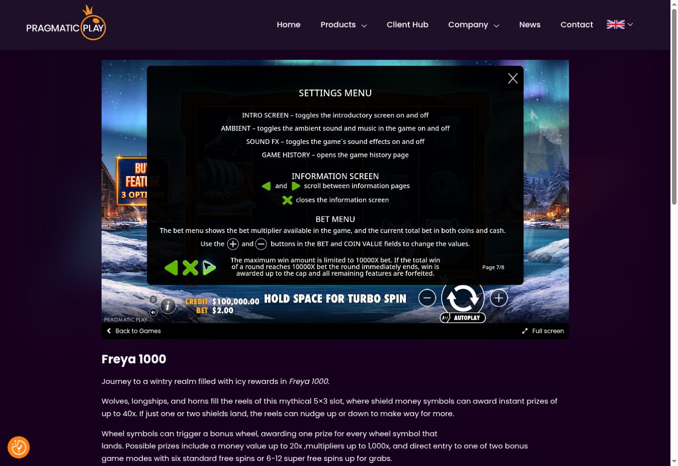 Freya 1000 — Settings and overall cap