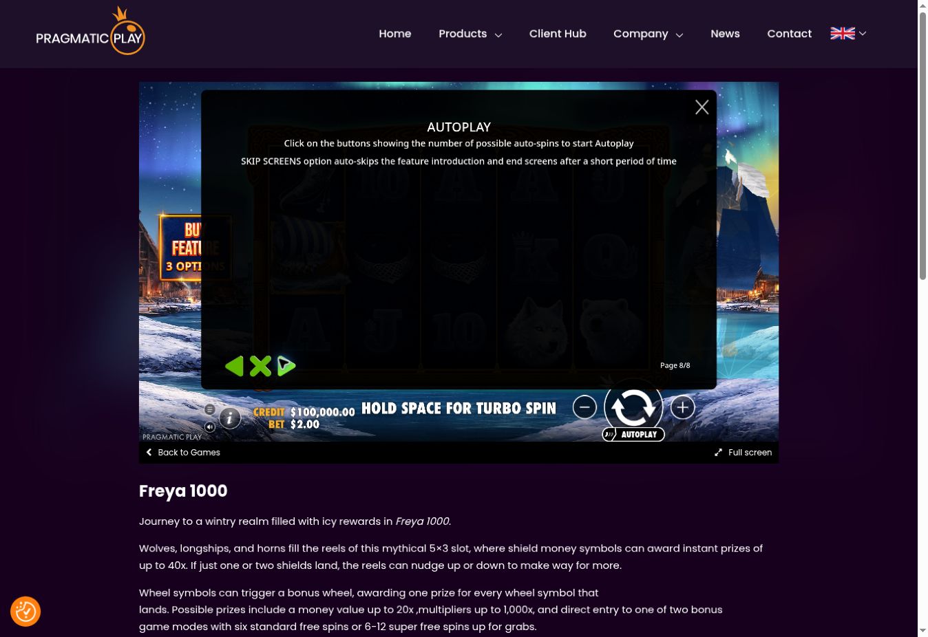 Freya 1000 — Autoplay information