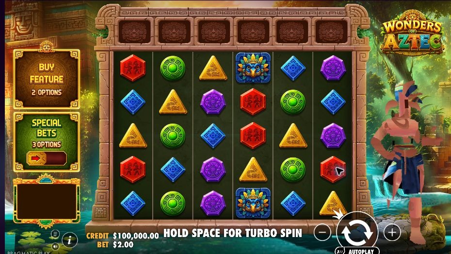 Wonders of Aztec — Spielfeld und sechs Zähler